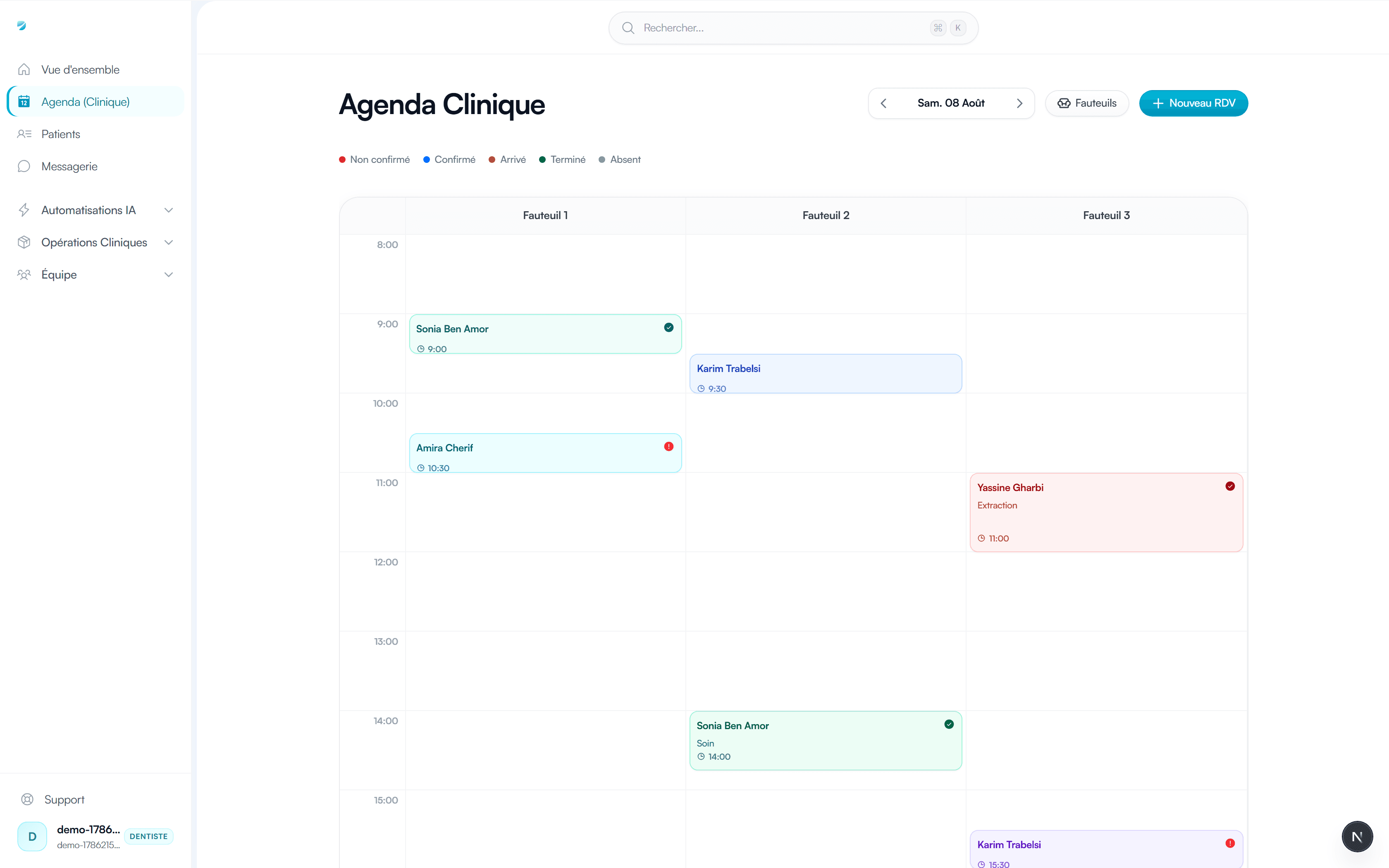 Agenda clinique dans Dentily